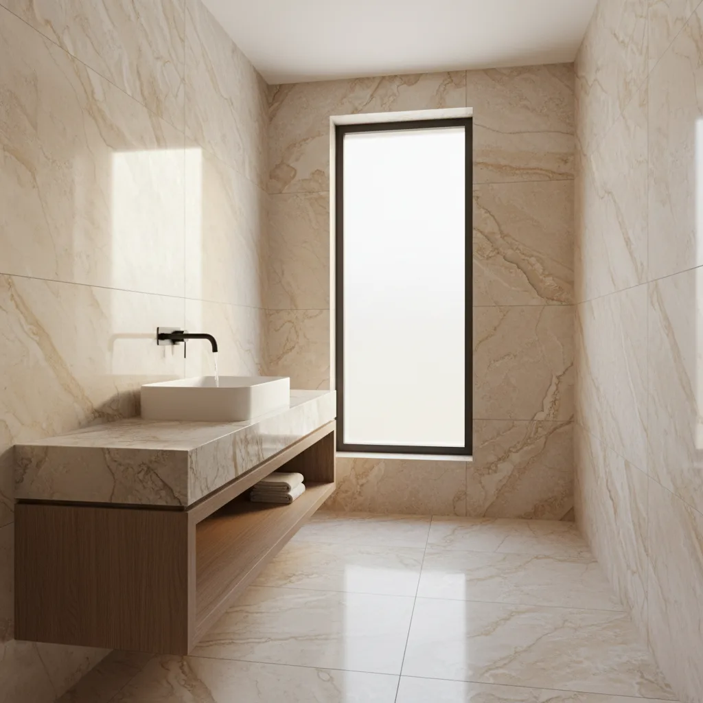 Rénovation de salle de bain haut de gamme en pierre naturelle